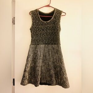 Theory Black and Gray Textured Dress